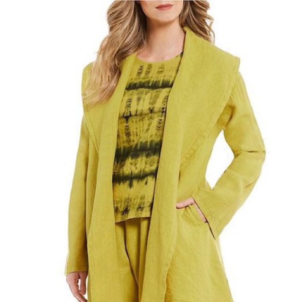 Bryn Walker boxy linen tunic in oriole linen tie dye print - Picture 2 of 10
